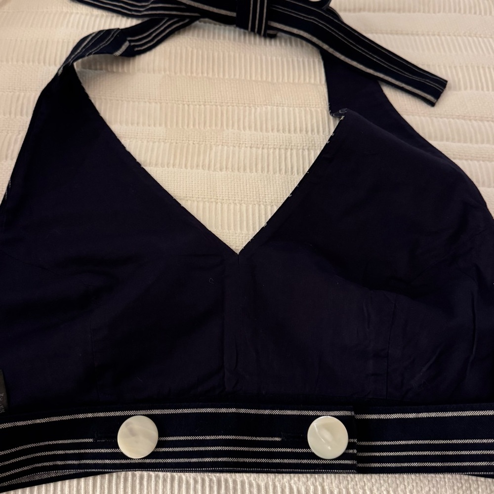 Robert Rodriguez Navt Halter Crop Top with Striped Details